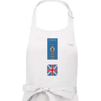 Kuchyňská zástěra Londýn známka barevná - Dámská zástěra na vaření - Univerzální velikost ( Bílá )