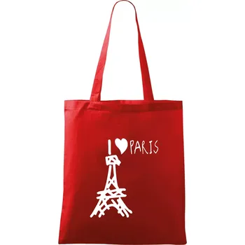Nákupní taška I love Paris - Taška bavlněná - 42 x 38 cm ( Červená )