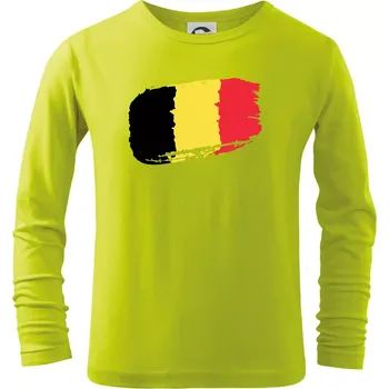 Dětská móda Belgie vlajka - Triko dětské Long Sleeve - 104-110cm / 3-4 roky ( Limetková )