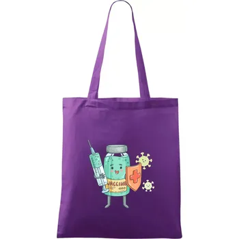 Cartoon vaccine - Taška bavlněná - 42 x 38 cm ( Fialová )