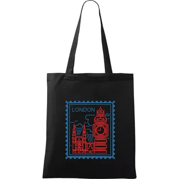 Nákupní taška Londýn známka jednoduchá - Taška bavlněná - 42 x 38 cm ( Černá )