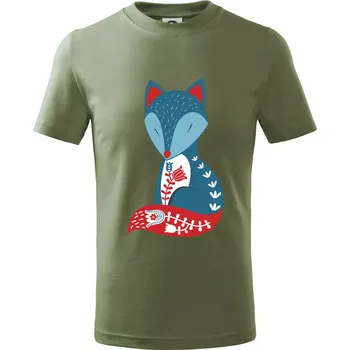 Chlapecké oblečení Folklor - liška samostatná - Tričko dětské bavlněné - 146 cm/10 let ( Khaki )