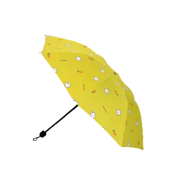 Deštník Dámský skládací deštník - vzor zajíc - žlutá