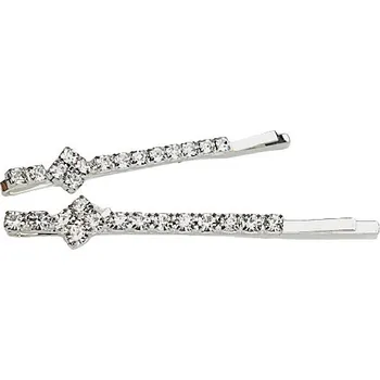 Štrasové pérko do vlasů 2kusy - stříbrné - 5