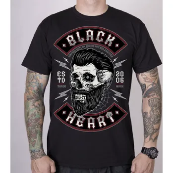 Pánské tričko Pánské triko Black Heart BEARD SKULL velikost: M