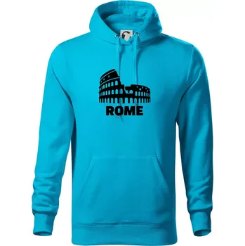 Pánská mikina Italy Koloseum Rome - Mikina pánská Cape s kapucí - 5XL ( Světlý tyrkys )