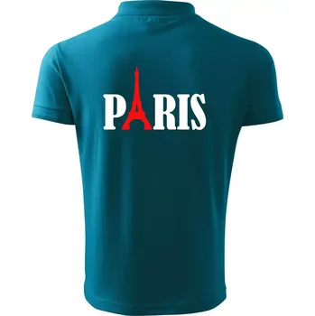 Pánská košile Paris nápis Eiffelova věž - Polokošile pánská Pique Polo 203 - 4XL ( Tmavý tyrkys )
