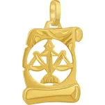 Zlatý přívěsek znamení zvěrokruhu Váhy - pergamen SILVEGOB102630GY10