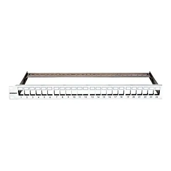 Patch panel SCHRACK 19'' patchpanel pro max. 24 keystone,neosazený,1U,RAL 7035 HSER0240GS