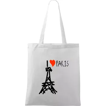 I love Paris - Taška bavlněná - 42 x 38 cm ( Bílá )