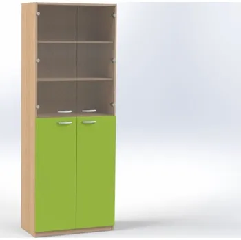 Šatní skříň TVAR v.d. Klatovy Skříň čtyřdvéřová, horní dveře prosklené, v. 215 cm