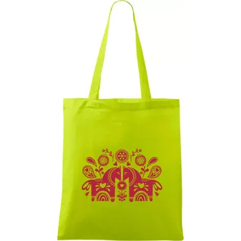 Folklor - dva koně - Taška bavlněná - 42 x 38 cm ( Limetková )