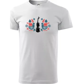 Folklór housle - Triko extra velké (5-8XL) - 8XL ( Bílá )