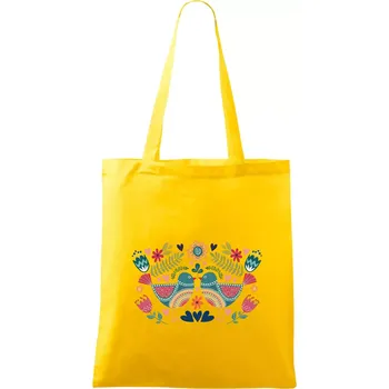 Folklor - dva barevní ptáčci - Taška bavlněná - 42 x 38 cm ( Žlutá )