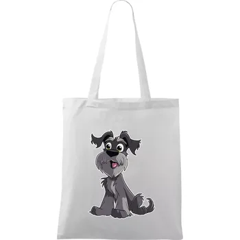 Nákupní taška Knírač kreslený sedící - Taška bavlněná - 42 x 38 cm ( Bílá )