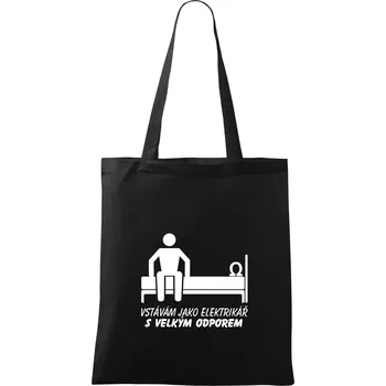 Nákupní taška Vstávám jako elektrikář s velkým odporem - Taška bavlněná - 42 x 38 cm ( Černá )