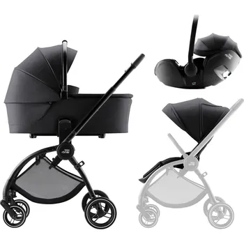 Kočárek BRITAX Rio Style Set kočárek + hluboká korba + autosedačka Baby-Safe PRO Carbon Black
