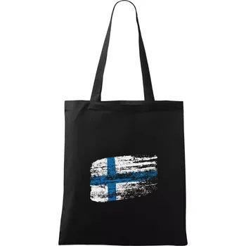 Nákupní taška Finsko vlajka - Taška bavlněná - 42 x 38 cm ( Černá )