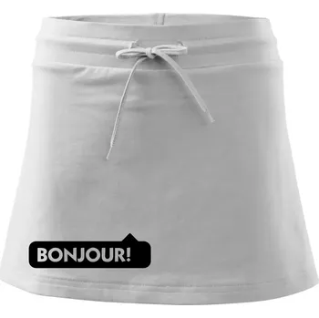 Dámská sukně Nápis Bonjour - Sportovní sukně - two in one - S ( Bílá )