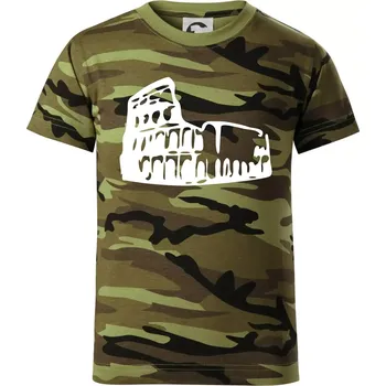 Itálie Koloseum - Dětské maskáčové triko - 122 cm/6 let ( Zelený maskáč )