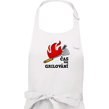 Kuchyňská zástěra Čas na grilování - Dámská zástěra na vaření - Univerzální velikost ( Bílá )
