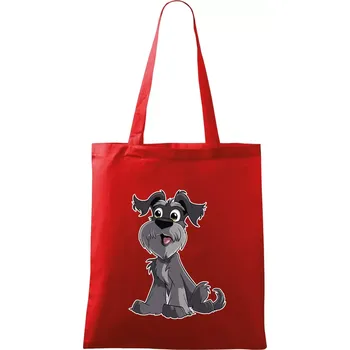 Nákupní taška Knírač kreslený sedící - Taška bavlněná - 42 x 38 cm ( Červená )