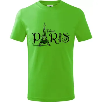 Chlapecké tričko Paris nápis Eiffelovka rovný - Tričko dětské bavlněné - 134 cm/8 let ( Apple Green )