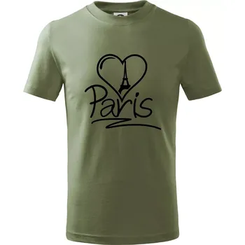Chlapecké tričko Srdce Paris - Tričko dětské bavlněné - 134 cm/8 let ( Khaki )