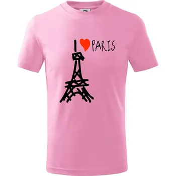 Chlapecké tričko I love Paris - Tričko dětské bavlněné - 146 cm/10 let ( Růžová )