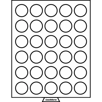Sběratelství Leuchtturm Box na 30 mincí do Ø 37 mm, kouřová barva, se sametově červenou výstelkou