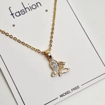 Řetízek Dámský řetízek s přívěškem ve tvaru motýla - zlatý