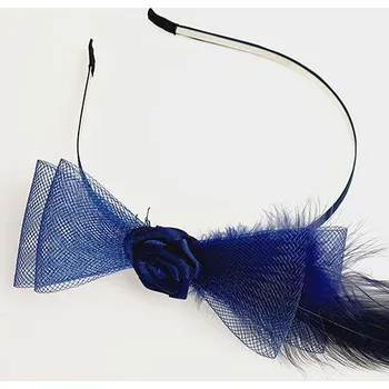 Ozdoba do vlasů Fascinátor - společenská čelenka - tmavě modrá - mašle
