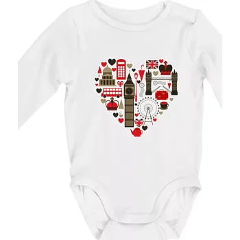Britské srdce - objekty - Body kojenecké s dlouhým rukávem - Dlouhý r. do 3 měs ( Bílá )