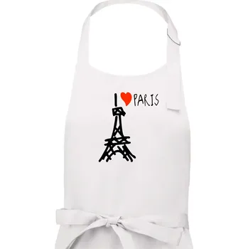 Kuchyňská zástěra I love Paris - Dámská zástěra na vaření - Univerzální velikost ( Bílá )