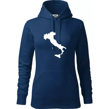 Dámská mikina Itálie obrys - Mikina dámská Cape s kapucí - S ( Půlnoční modrá )