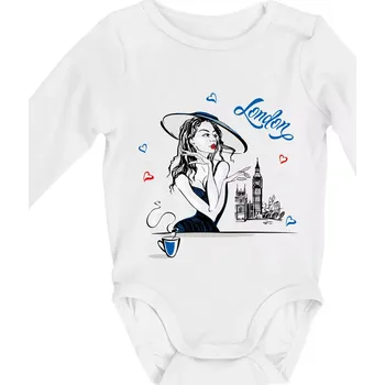 Fashion model London - Body kojenecké s dlouhým rukávem - Dlouhý r. 3-6 měs ( Bílá )