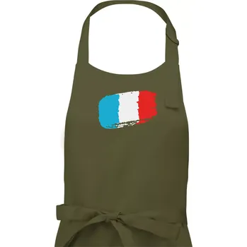 Kuchyňská zástěra Francouzská vlajka - Pánská zástěra na vaření - Univerzální velikost ( Khaki )