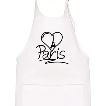 Kuchyňská zástěra Srdce Paris - Dětská zástěra na vaření - Univerzální velikost ( Bílá )