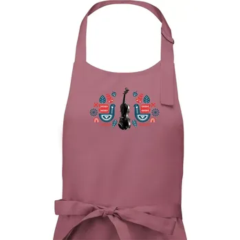 Kuchyňská zástěra Folklór housle - Pánská zástěra na vaření - Univerzální velikost ( Starorůžová )