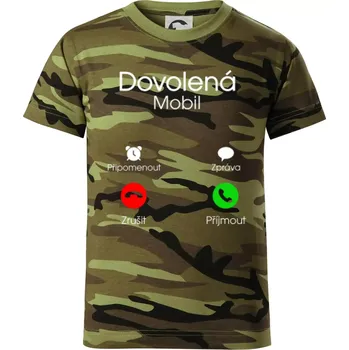 Dovolená volá - Dětské maskáčové triko - 134 cm/8 let ( Zelený maskáč )