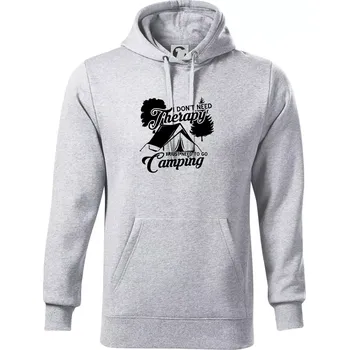Pánská mikina I don't need therapy camping - Mikina pánská Cape s kapucí - 5XL ( Světlešedý Melír )