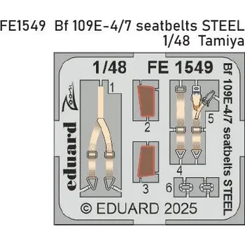 Plastikový model Eduard 1/48 Bf 109E-4/7 seatbelts STEEL (TAMIYA)