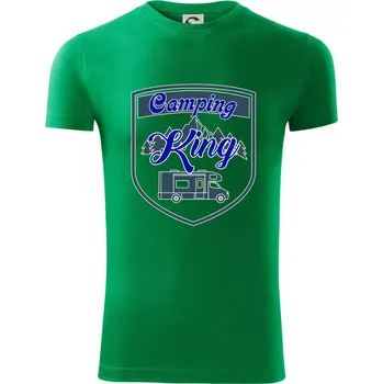Pánské tričko Camping King - obytňák - Viper FIT - Pánské zůžené tričko - 2XL ( Středně zelená )