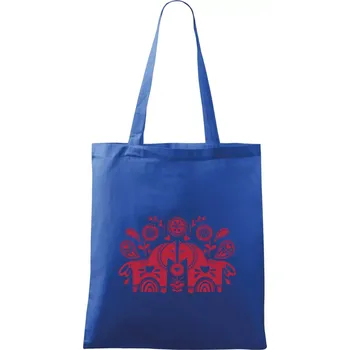 Nákupní taška Folklor - dva koně - Taška bavlněná - 42 x 38 cm ( Královská modrá )