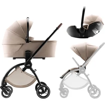 Kočárek BRITAX Rio Style Set kočárek + hluboká korba + autosedačka Baby-Safe PRO Teak