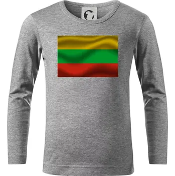 Chlapecké tričko Litva vlajka obdélník - Triko dětské Long Sleeve - 122 cm/6 let ( Tmavě šedý melír )