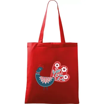 Folklor - páv modrý - Taška bavlněná - 42 x 38 cm ( Červená )