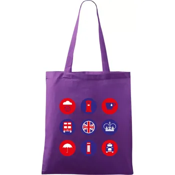 Anglie symboly v kruzích - Taška bavlněná - 42 x 38 cm ( Fialová )
