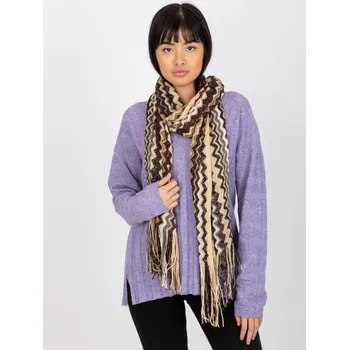 Šála Béžová vzorovaná šála s třásněmi AT-