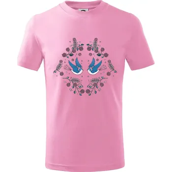 Chlapecké tričko Volní ptáčci - Tričko dětské bavlněné - 104-110cm / 3-4 roky ( Růžová )